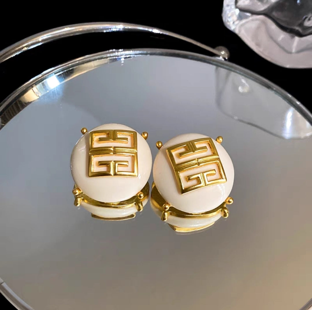 Givenchy vintage style white earrings