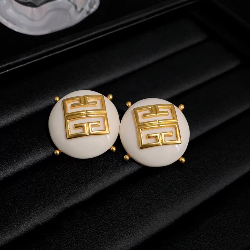 Givenchy vintage style white earrings