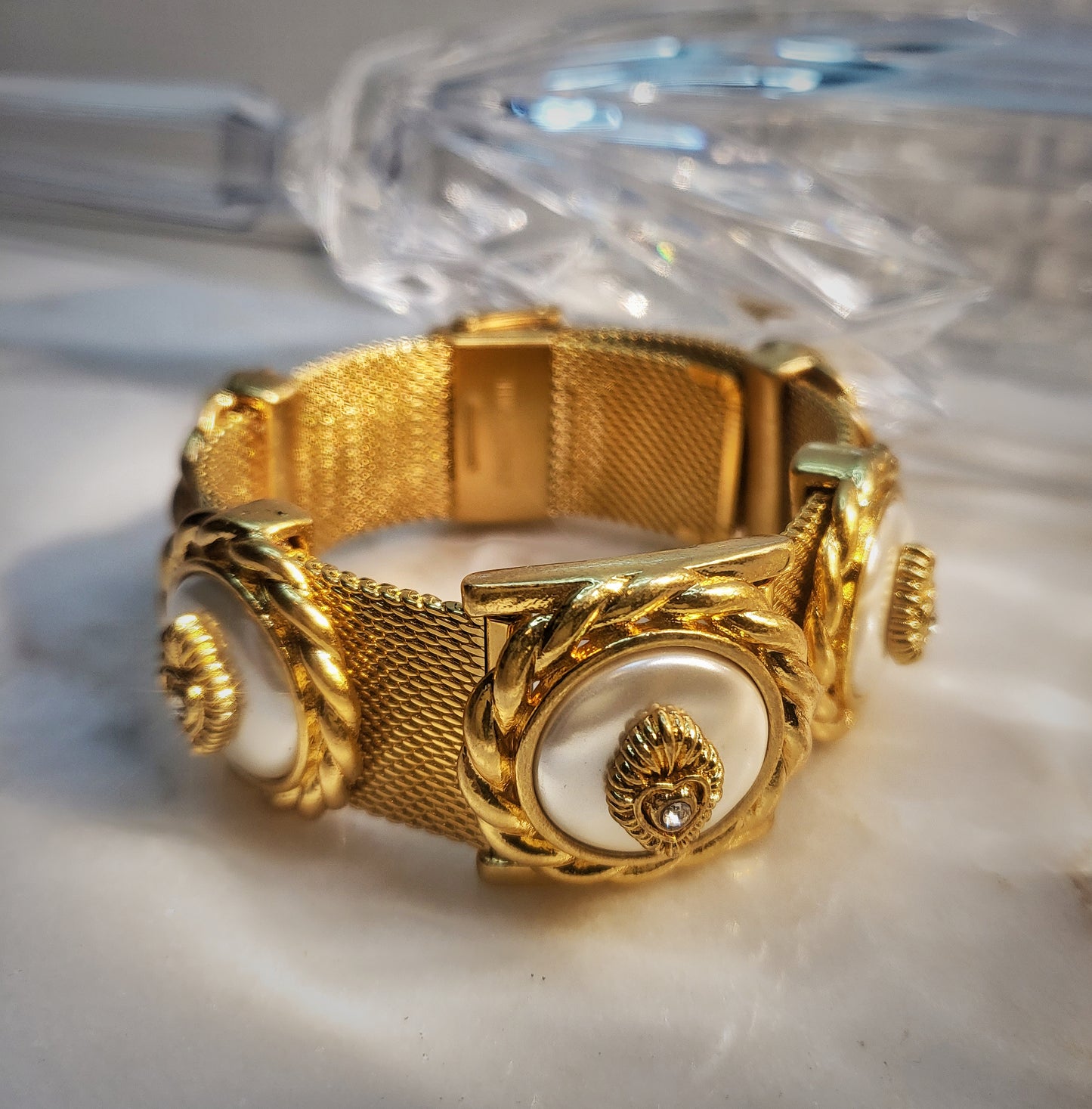 Panting gold on brass Coco Chanel vintage style qualities bracelet