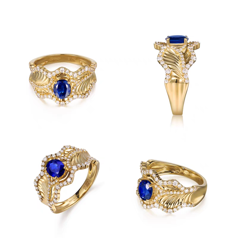 Royal blue buccellati style free size adjustable ring