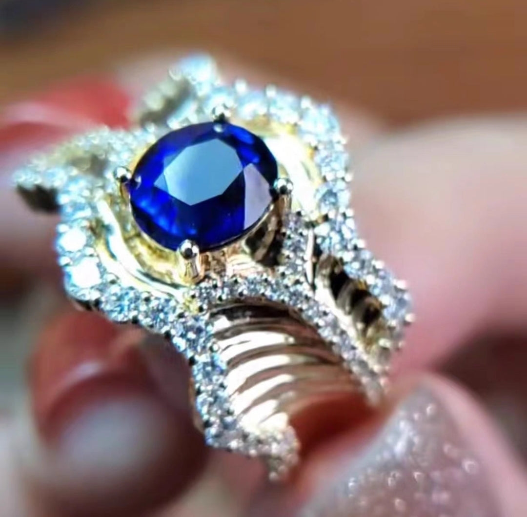 Royal blue buccellati style free size adjustable ring