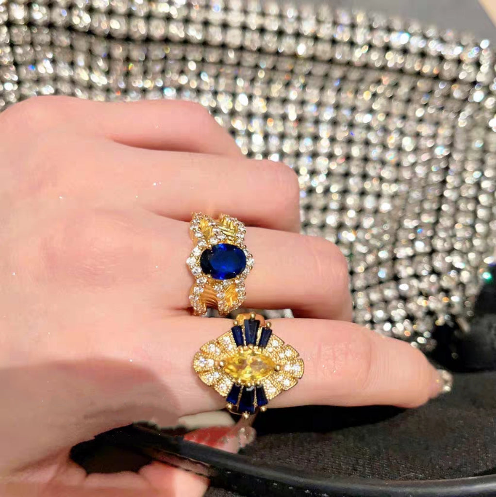 Royal blue buccellati style free size adjustable ring