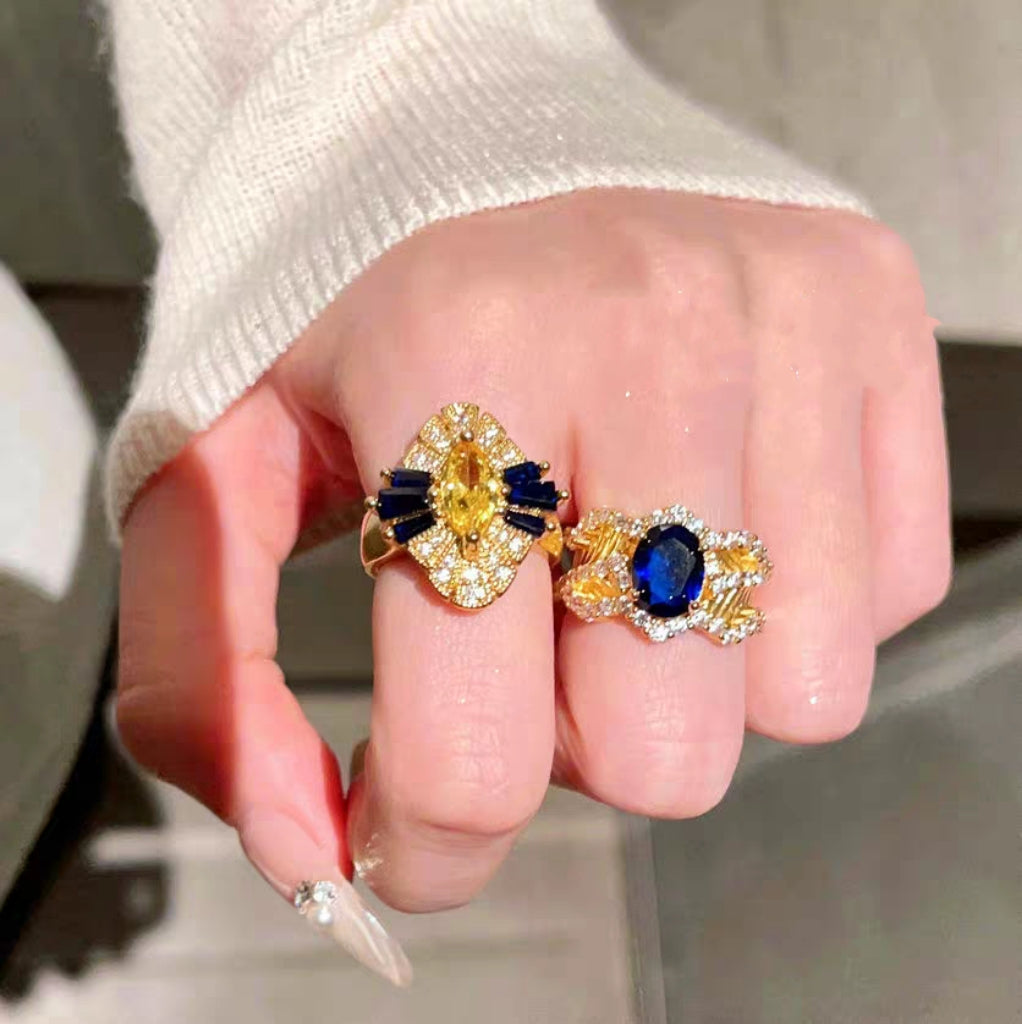 Royal blue buccellati style free size adjustable ring