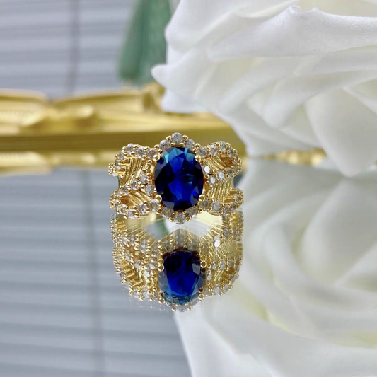 Royal blue buccellati style free size adjustable ring