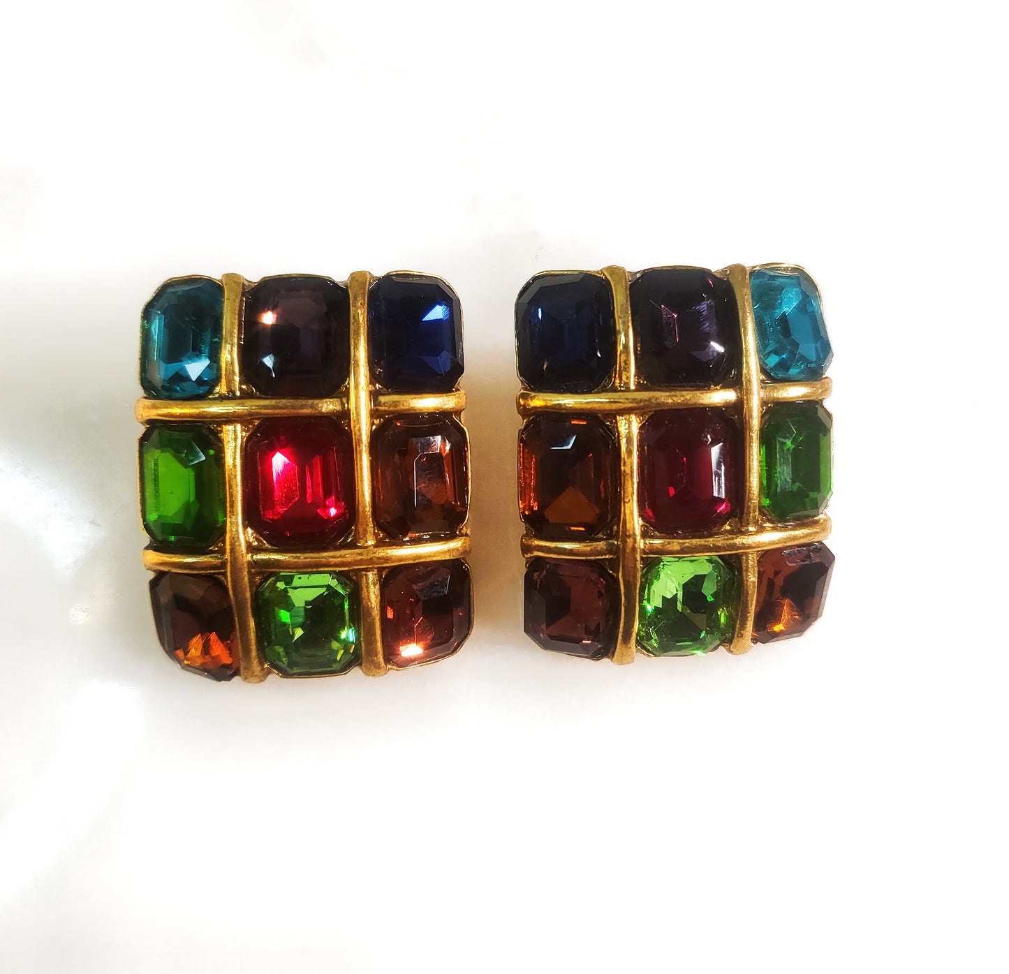 Inspired from mosaic pretty color square earrings